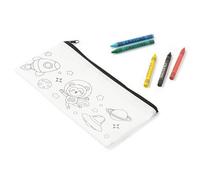 Astuccio da Colorare per Bambini, Disegno Spaziale, con 5 Pastelli Colorati, idea regalo alunni