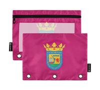 Astuccio da donna a 3 anelli, con cerniera, astuccio trasparente per penne, astuccio per la scuola, bandiera della provincia di Álava, 24,9 x 18 cm, 2 confezioni
