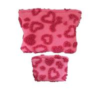 Astuccio da toilette - 2 pezzi cuore in peluche sacchetto per borsa | sacchetto di immagazzinaggio impermeabile per donne ragazze cura viso lavoro palestra penna