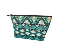 Astuccio da toilette Astuccio da trucco verde dei nativi americani aztechi del sud-ovest per le donne Borsa per il trasporto di cosmetici Borsa per il trucco, Borse da toilette leggere con cerniera