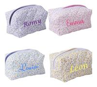 Astuccio da toilette floreale personalizzato con nome, sacchetto in tessuto fiori, astuccio per trucco personalizzato, kit da bagno per neonato, regalo personalizzato