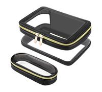 Astuccio da toilette trasparente con cerniera, astuccio per cosmetici portatile,Sacchetto di immagazzinaggio cosmetico portatile con cerniera | Set di organizzatori cosmetici trasparenti, Nero , Se