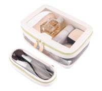 Astuccio da toilette trasparente con cerniera, astuccio per cosmetici portatile,Sacchetto di immagazzinaggio cosmetico portatile con cerniera | Set di organizzatori cosmetici trasparenti, bianco, Se