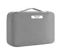 Astuccio da trucco da viaggio [con portapennelli e custodia rimovibile] astuccio per trucco per donne e ragazze, grigio