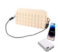 Astuccio da trucco in silicone, astuccio da viaggio in silicone, con chiusura lampo, per chiavi, telefono e regali per donne, ragazze e vicine, albicocca, Se référer au descriptif, Art Deco
