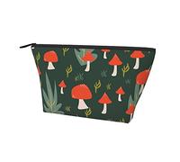 Astuccio da trucco leggero da donna Fungo rosso Design unico Verde, Trousse cosmetica da viaggio divertente Astuccio portamatite portatile con cerniera resistente per ufficio Scuola College
