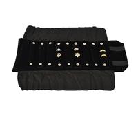 Astuccio da viaggio per gioielli, Mini borsa for gioielli Portaoggetti in velluto grigio nero for viaggi(Black)