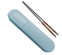 Astuccio da viaggio per posate, con scatola di stoviglie riutilizzabile, resistente alle macchie, per escursioni a scuola e pic-nic, Blu, Consulte la descripción, Vedere la descrizione