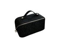 Astuccio da viaggio per trucchi, astuccio per trucchi, astuccio per trucchi, borsa per trucchi, borsa portatile per artista, con cerniera, per donne, ragazze, cosmetici, pennelli per il trucco, Nero