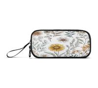 Astuccio da viaggio per uomo di grande capacità, con cerniera, motivo floreale, girasole, zinnia, giacinto