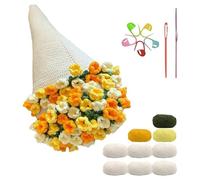 Astuccio di copertina fai da te per adulti, bouquet di fiori romantici all'uncinetto fatto a mano, coperta all'uncinetto con bouquet di fiori, per la decorazione domestica in maglia per compleanno e