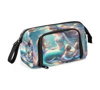 Astuccio di grande capacità, bellissimo astuccio con sirena madre con i suoi figli, astuccio per cancelleria, scuola, università, ufficio, organizer per adolescenti, adulti e studenti, Bella Sirena