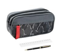 Astuccio di grande capacità, borsa portatile, organizer per cancelleria a doppio strato, tasca da viaggio compatta per leader e forniture | Università aula insegna agli studenti, Grigio, Se référer au