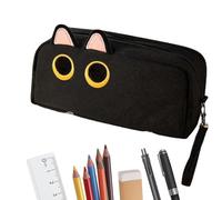 Astuccio di grande capacità, colore nero, astuccio per penne a forma di gatto, organizer per ufficio e scuola, per adolescenti, ragazzi, ragazze, adulti, uomini e donne, Nero , Refer to description,