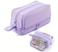 Astuccio di grande capacità con doppio strato e doppia cerniera, multifunzionale e alla moda, forniture per il ritorno a scuola, essenziale per i bambini, disponibile in rosa, blu, nero Quattro neri a