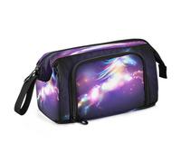 Astuccio di grande capacità, con galassia stellata e unicorno, astuccio per matite, cancelleria, trousse per trucchi, organizer per ufficio per adulti, Unicorno magico galassia stellata, Taglia unica,