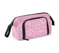 Astuccio di grande capacità, con glassa rosa con spruzzi colorati, astuccio per penne, matite, cancelleria, borsa per trucco, organizer da ufficio per adulti, Glassa Rosa Con Spruzzi Colorati, Taglia