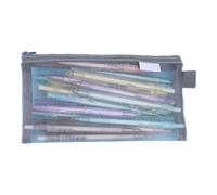 Astuccio di grande capacità, grigio | Borsa organizer in rete trasparente con cerniera, 21 x 12 cm, per l'apprendimento quotidiano a casa