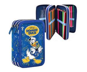 Astuccio Disney Donald Duck Paperino completo 3 zip scuola pennarelli Giotto