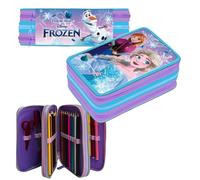 Astuccio Disney Frozen completo 3 zip scuola elementare penne pennarelli Giotto