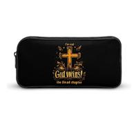 Astuccio divertente con scritta in inglese "I 've Read The Final Chapter God Wins", astuccio ad alta capacità per cancelleria, trucchi, cosmetici, organizer per uomini e donne