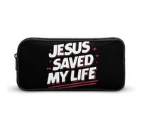 Astuccio divertente con scritta in lingua inglese "God Saved My Life", portapenne, astuccio per trucchi, organizer