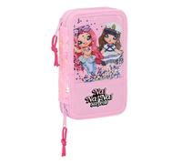 SAFTA- Plumier Doppio Pqño 28 PCS Nanana Sparkles 12,5X19,5X4Cm, Multicolore, 412264854