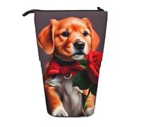 Astuccio espandibile con supporto per matite con cane gentiluomo, tessuto Oxford multi-design, altezza regolabile, borsa cosmetica multiuso