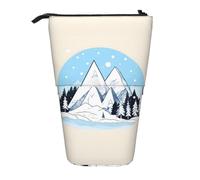 Astuccio espandibile con supporto per matite con montagne innevate, tessuto Oxford multi-design, altezza regolabile, borsa cosmetica multiuso