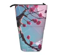 Astuccio espandibile con supporto per matite e matite, con piccoli fiori rosa, tessuto Oxford multi-design, altezza regolabile, borsa cosmetica multiuso