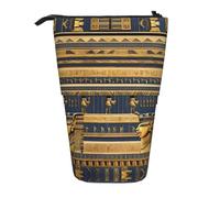 Astuccio espandibile per matite con affreschi faraonici egiziani, in tessuto Oxford multi-design, altezza regolabile, borsa cosmetica multiuso