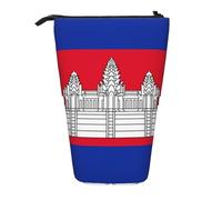 Astuccio espandibile per matite con bandiera della Cambogia, tessuto Oxford multi-design, altezza regolabile, borsa cosmetica multiuso