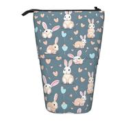 Astuccio espandibile per matite con simpatico coniglietto dei cartoni animati, tessuto Oxford multi-design, altezza regolabile, borsa cosmetica multiuso