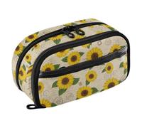 Astuccio espandibile vintage con girasole beige, finestra trasparente in PVC
