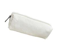 Astuccio estetico da donna, in velluto a coste, stile retrò, grande capacità, in velluto a coste, con cerniera, astuccio multiuso per penne, pennarelli, gomme, bianco, about 20x7x5cm/7.87x2.76x1.97