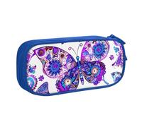 Astuccio etnico con farfalla per ragazzi e ragazze mandala fiore grande portapenne scrivania cancelleria organizzatore matita astuccio per scuola ufficio borsa trucco con cerniera, rosa, 21x5x10.5cm