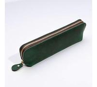 Astuccio fatto a mano in vera pelle stile vintage retrò in pelle bovina con cerniera astuccio per la scuola astuccio per occhiali da ufficio cancelleria regalo, verde