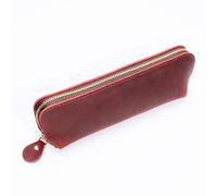 Astuccio fatto a mano in vera pelle stile vintage retrò in pelle bovina con cerniera astuccio per la scuola astuccio per occhiali da ufficio cancelleria regalo, rosso