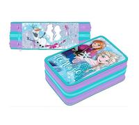 Astuccio FROZEN Disney 3 Scomparti Zip Cerniere Scuola Elementare Bambina, Astuccio Triplo Tre Zip Completo di Colori GIOTTO 44 pezzi Materiale Scolastico, Pieno