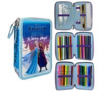 Astuccio Frozen Disney 3 zip per la scuola completo 44 pezzi di cancelleria penna Papermate pennarelli giotto accessorio per bambini e ragazzi