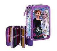 Astuccio Frozen Disney completo 3 zip scuola elementare penne pennarelli Giotto