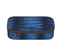 Astuccio funzionale alla moda con note musicali blu, comodo per uso quotidiano, per trucchi, articoli da toeletta