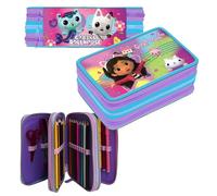 Astuccio Gabby's dollhouse completo 3 zip scuola elementare pennarelli Giotto
