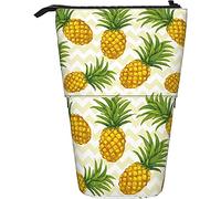 Astuccio giallo ananas tropicale frutta dolce texture sfondo dorato astuccio verticale leggero cancelleria custodia telescopica personalizzato portapenne in piedi, per ufficio, Multicolore, Taglia