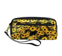 Astuccio giallo con piccola margherita selvatica, grande capacità, organizer per cancelleria per studenti, astuccio a doppio strato con cerniera, borsa per cosmetici con manico, Multicolore, Astuccio