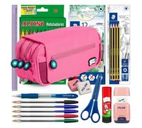 Astuccio Grafoplás Bitsbobs Triplo Rosa con Materiale Scolastico Incluso