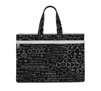 Astuccio grande con cerniera 3D con illustrazione astratta di scienza chimica con manico 38 x 26,5 cm, per ufficio che trasportano documenti di carta, Nero , Taglia unica