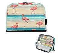 Astuccio grande con fenicotteri rosa e turchesi e marini, con cerniera, per ragazze, Kawaii, adulti e bambini, per il rientro a scuola