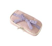 Astuccio grande con fiocco per penne, grande capacità, portatile, organizer da viaggio, borsa per trucchi per ufficio, scuola, pastello, colori pastello, A