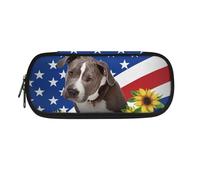 Astuccio grande con stampa di colibrì e mandala bohémien, con 4 scomparti, per ragazzi, ragazze, adolescenti, adulti, grande, resistente, per scuola e ufficio, Bandiera Staffordshire Bull Terrier